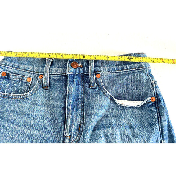 Madewell | Women's Blue High Rise Denim Paint Splatter Shorts Size 25 - Picture 6 of 11